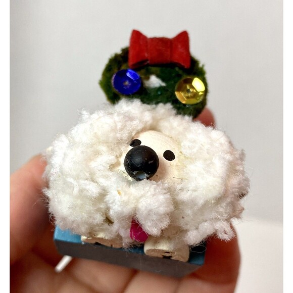 4 - Vintage Wooden Christmas Ornaments Santa Dog House Prairie Girl Mouse - Felt - Picture 15 of 16